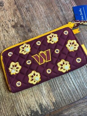 Vera Bradley Maroon and Yellow Quilted Wristlet with Embroidered Logo NFL